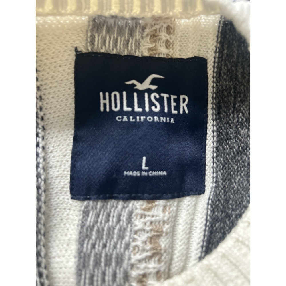 Men's Large Hollister Sweater 3D Googi Style Knit Grandpa Cosby Pullover Crew - Picture 5 of 5